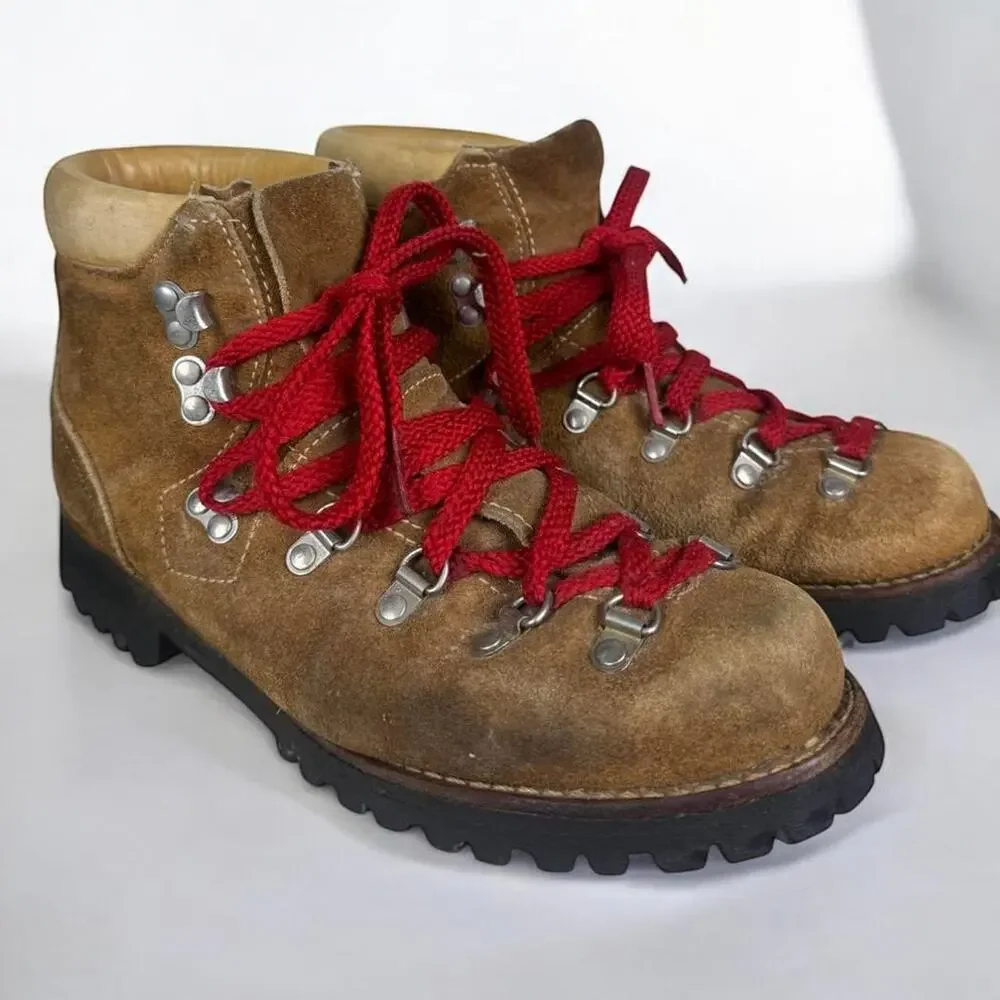 Men’s Size 8 Vintage Made In USA Brown Suede Frye Style Vibram Hiking Ankle Boot